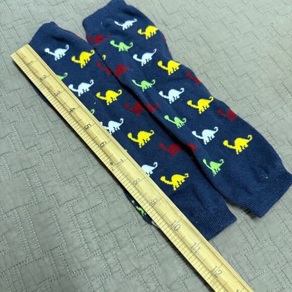 Cute Baby Legs Leggings Leg Warmers Blue Dinosaur Print Knit Stretchy Baby Boy - Picture 4 of 4